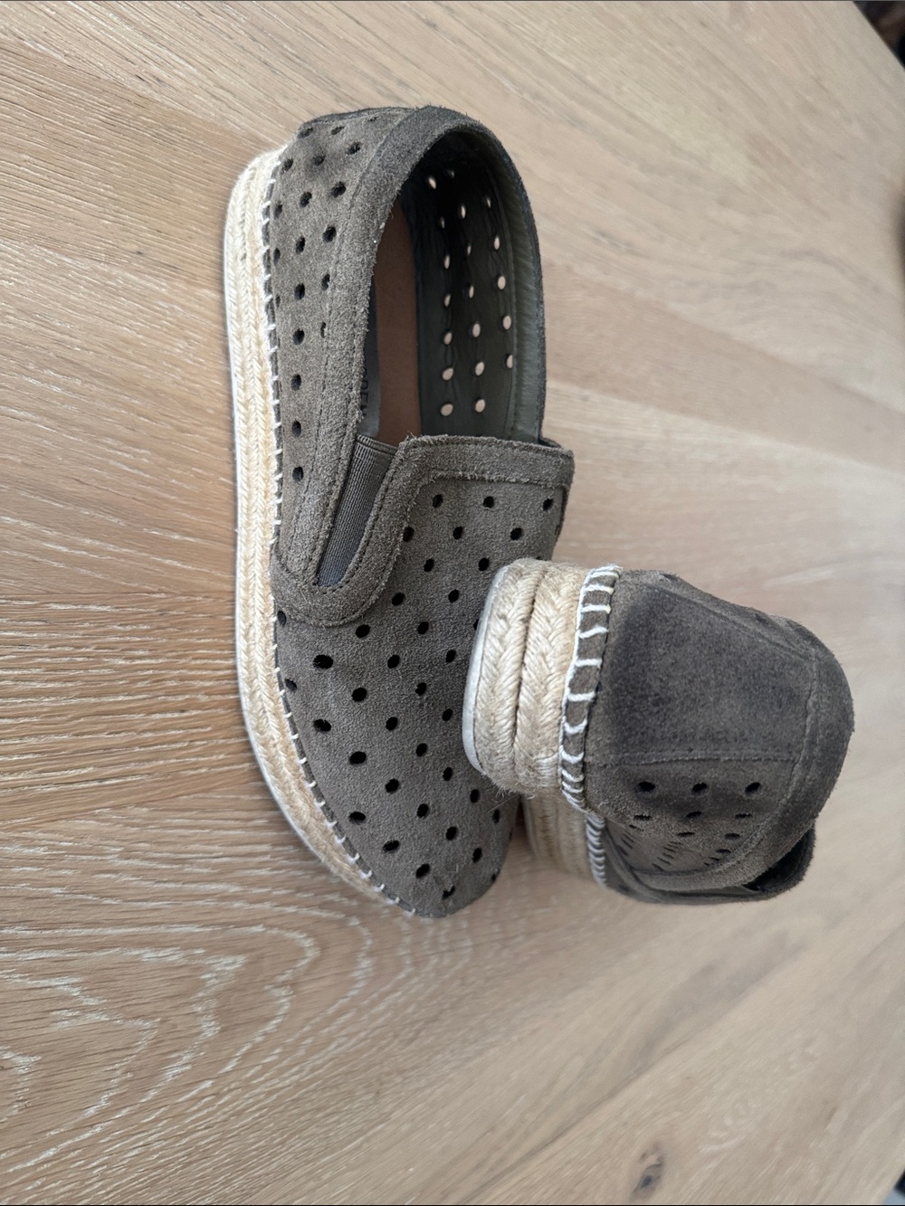Steve MaddenPerforated Suede Espadrille Loafers in Taupe